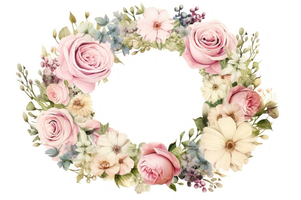 Vintage of flower wreath graphics blossom pattern.