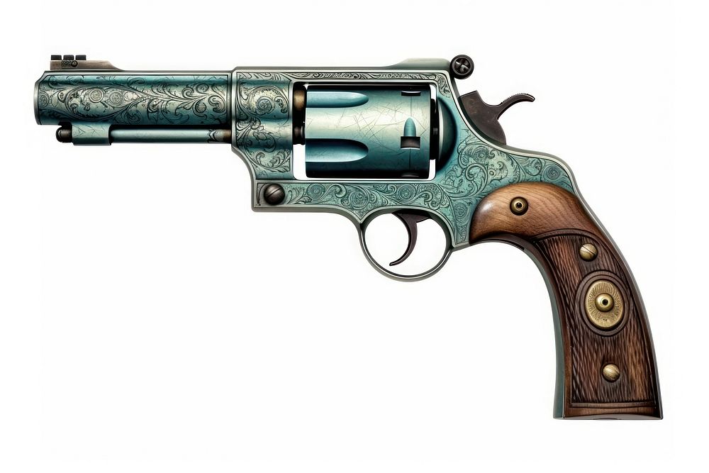 Vintage of gun weaponry firearm handgun.