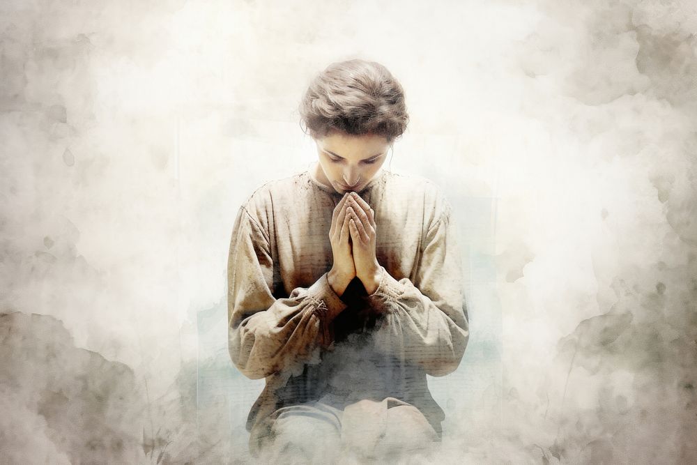 Vintage of person praying photography portrait worship.