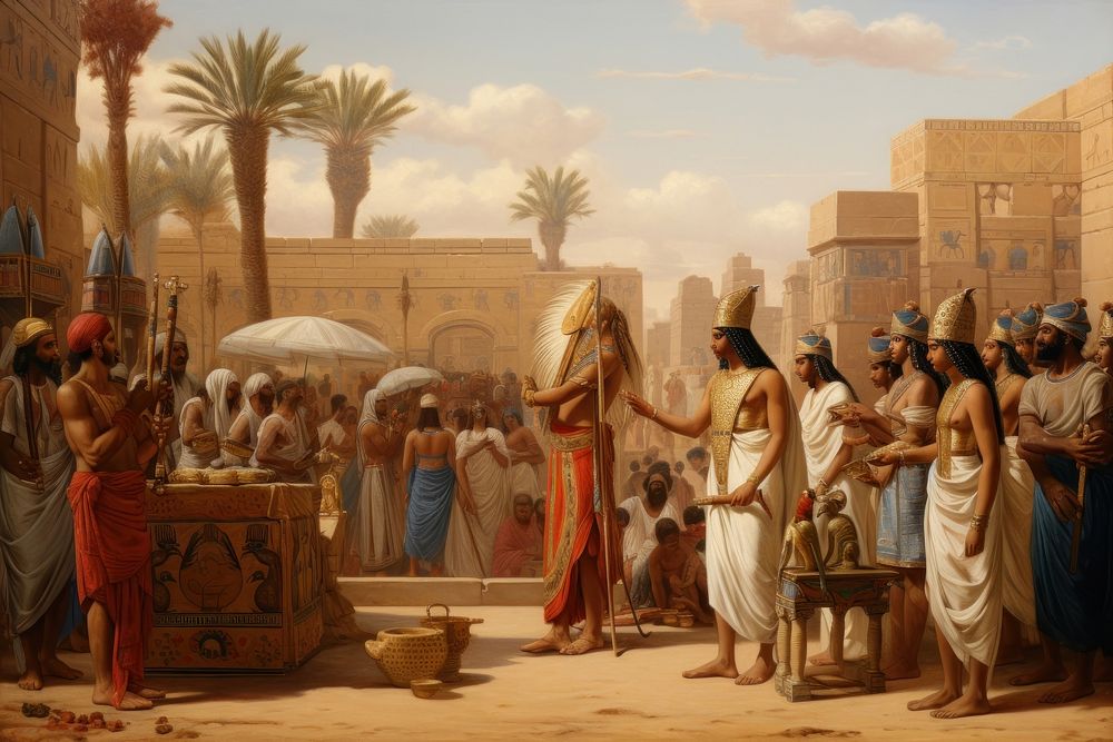 Ancient egypt painting art illustrated.