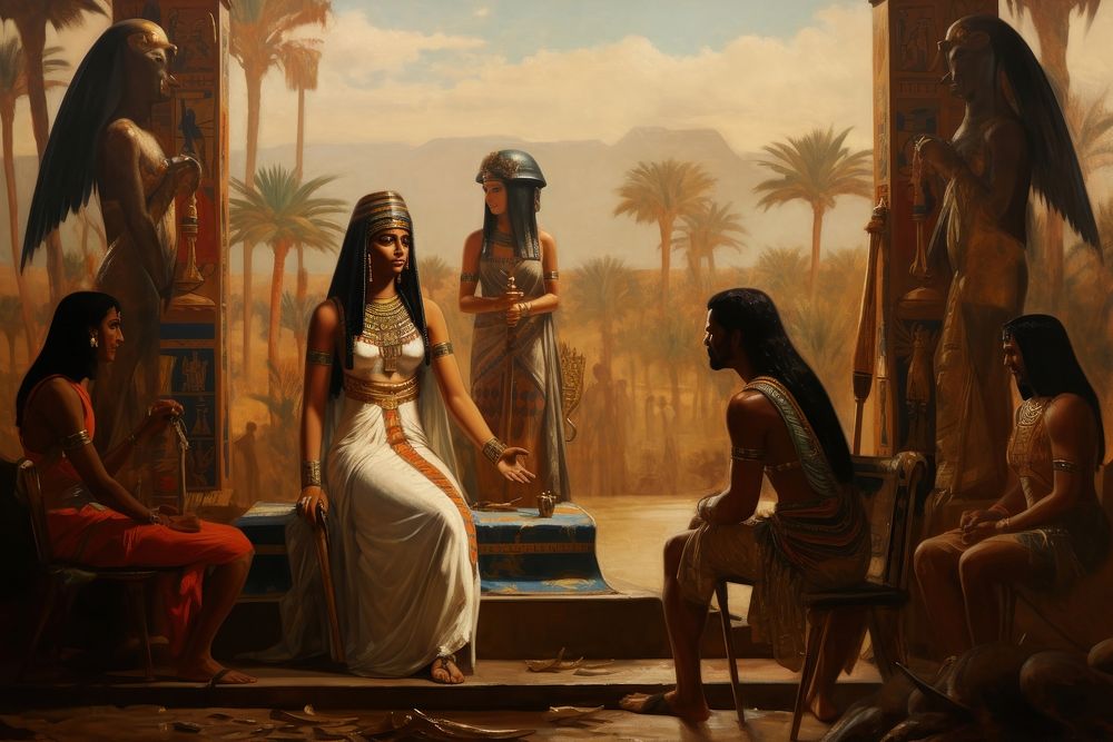 Ancient egypt painting art illustrated.