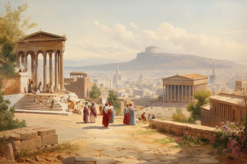 Ancient greek of athens painting art architecture.