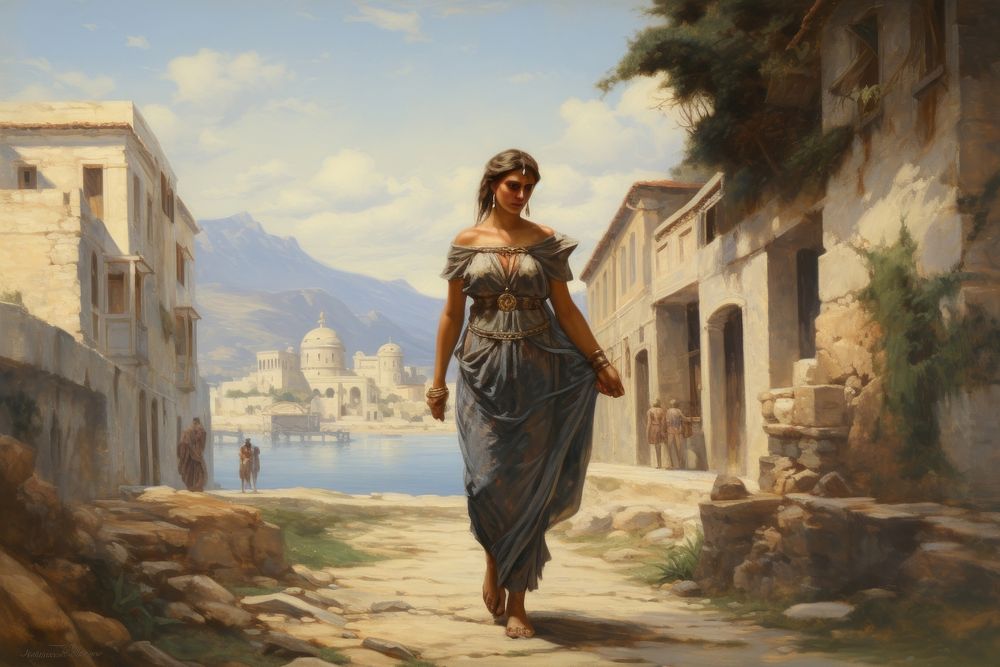 Ancient greek of sparta painting female person.