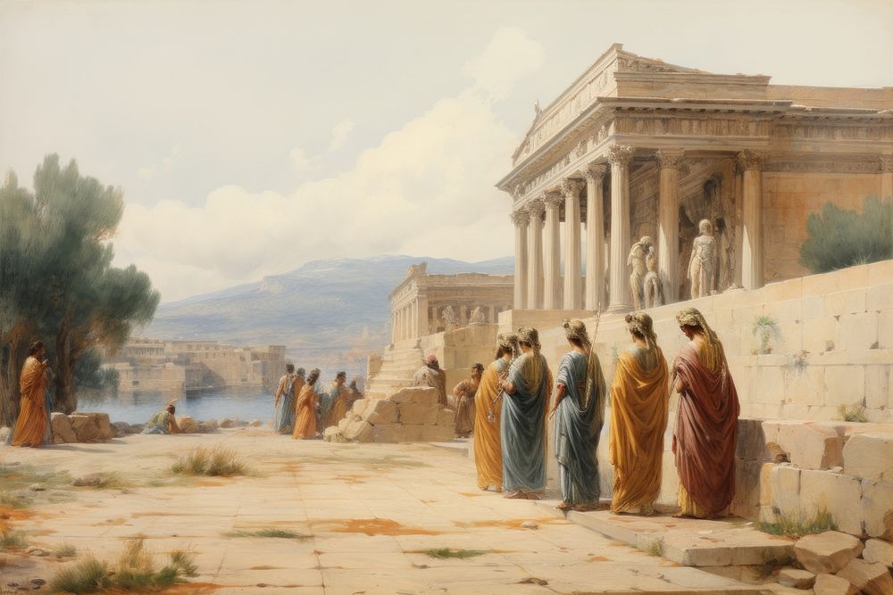 Ancient greek of thebes painting art architecture.