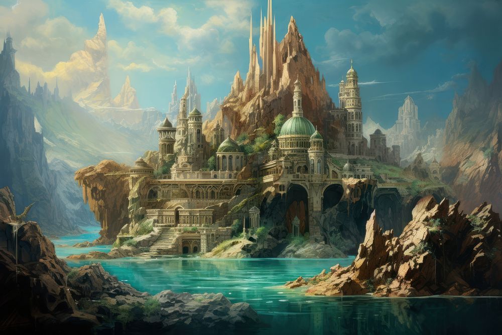 Atlantis painting art landscape.