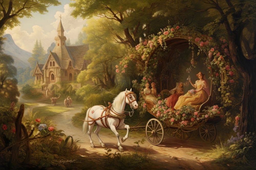 Fairy tale painting art transportation.