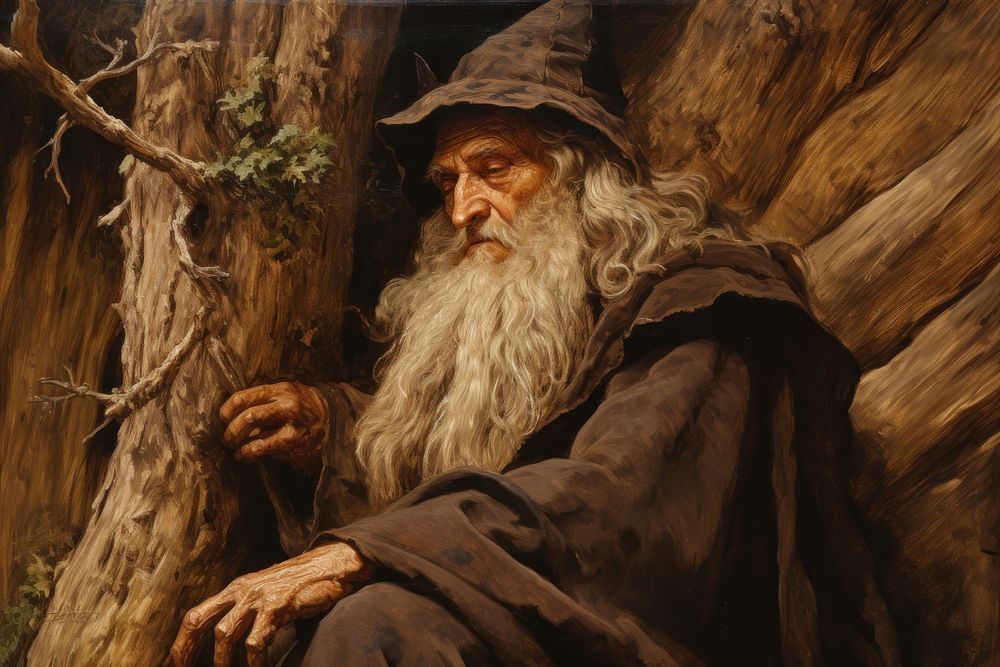 Wizard painting art man.