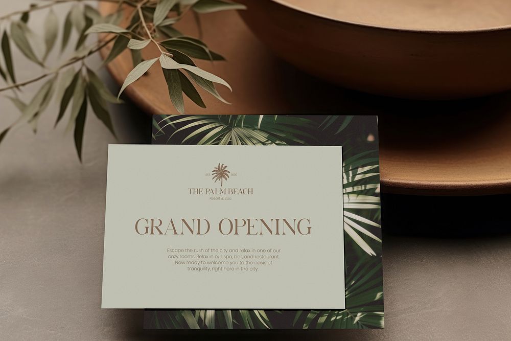 Resort & spa grand opening invitaiton card