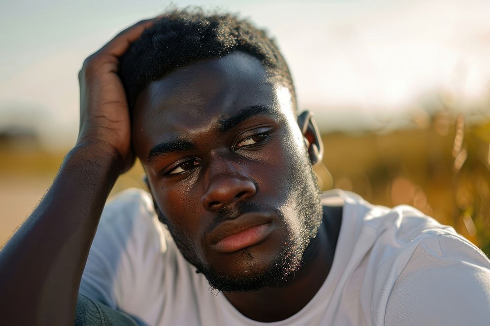 Black people young man feeling fail photo head photography.