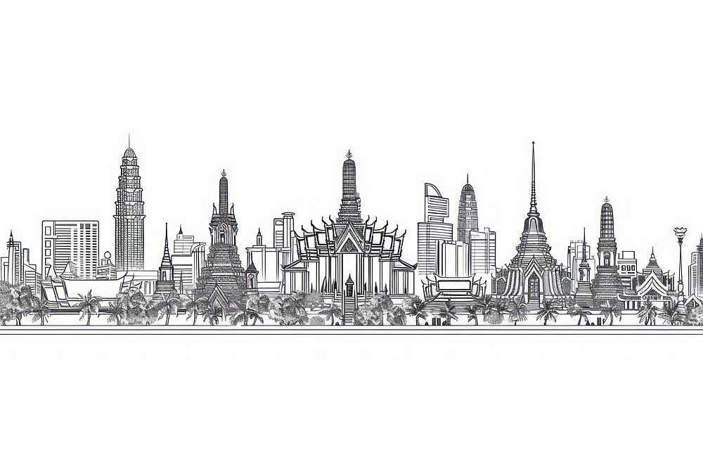 Vector sketch Thailand city landscape art illustrated.