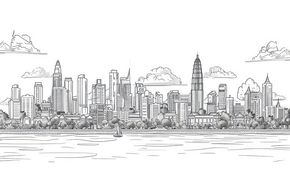 Vector sketch Thailand city art illustrated drawing.
