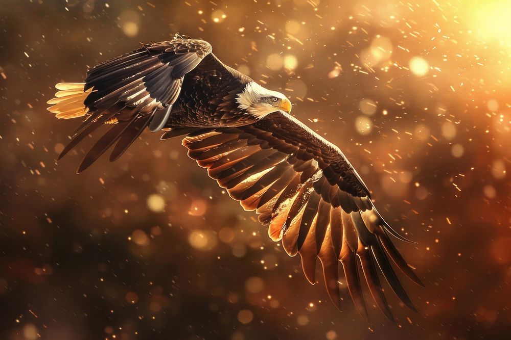 Eagle With American Flag eagle animal flying.