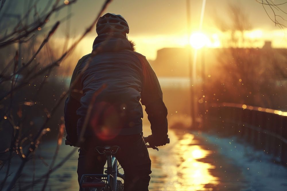 Cycling cycling sunrise photo.