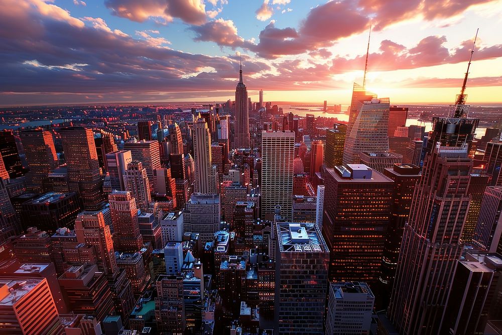 New York City skyline urban city architecture.