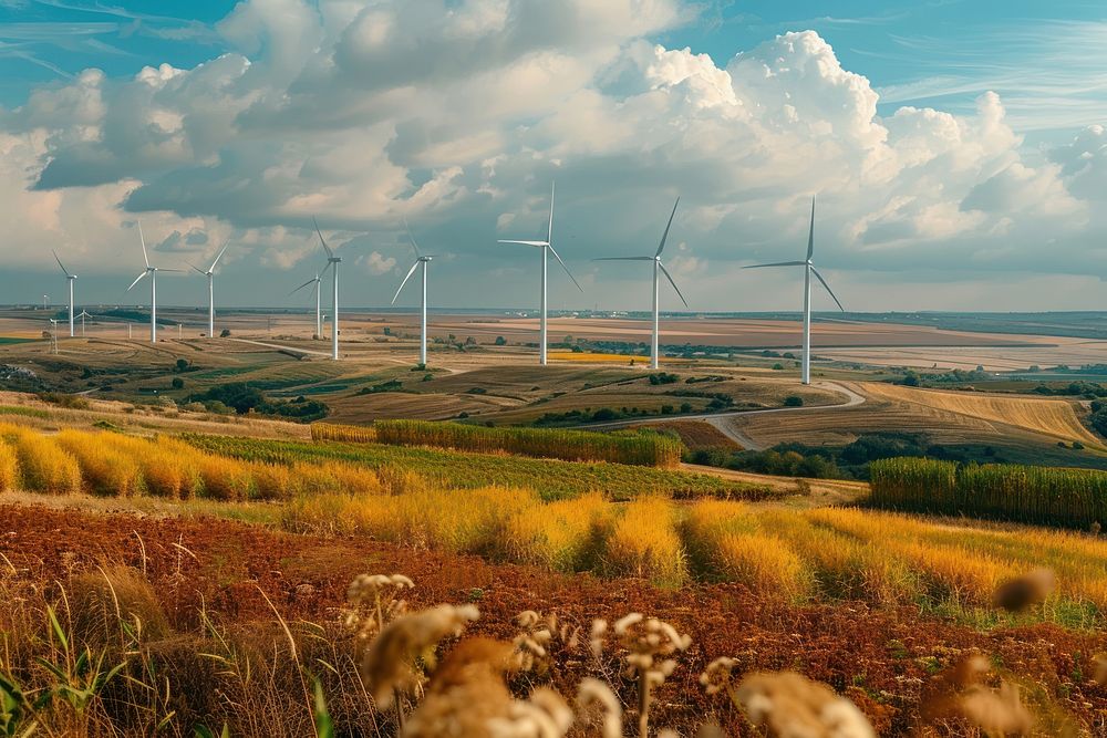 Wind farm or wind park turbine wind turbine livestock.
