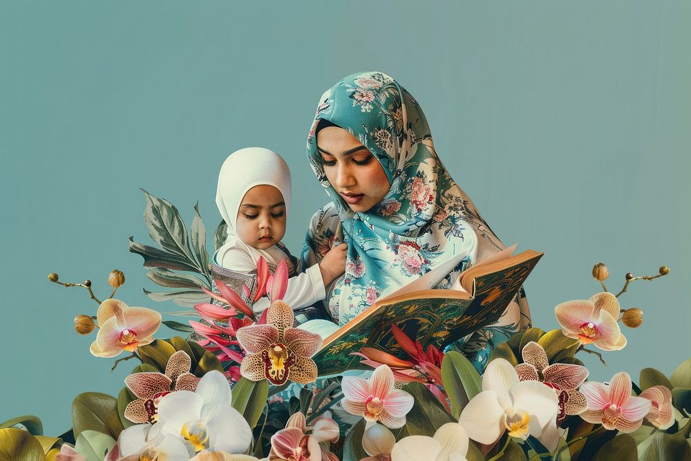 Muslim mother clothing apparel blossom.