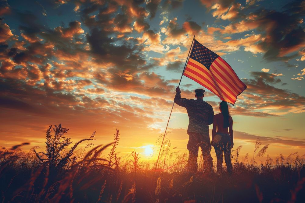 Veteran Saluting flag american flag photography.