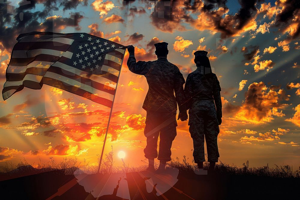 Veteran Saluting flag american flag photography.