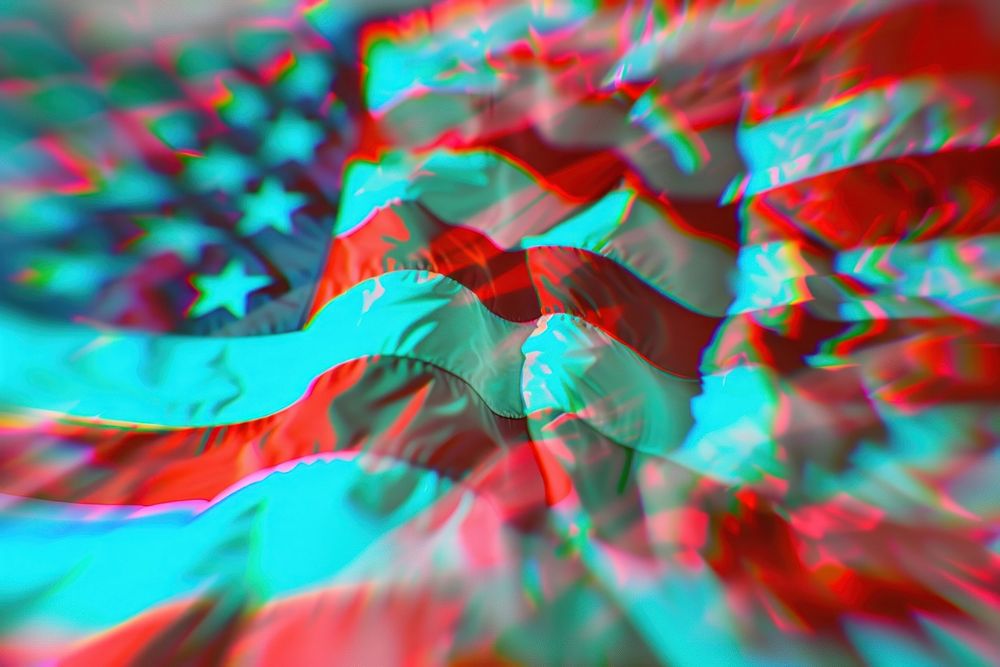 Anaglyph memorial day flag pattern person.