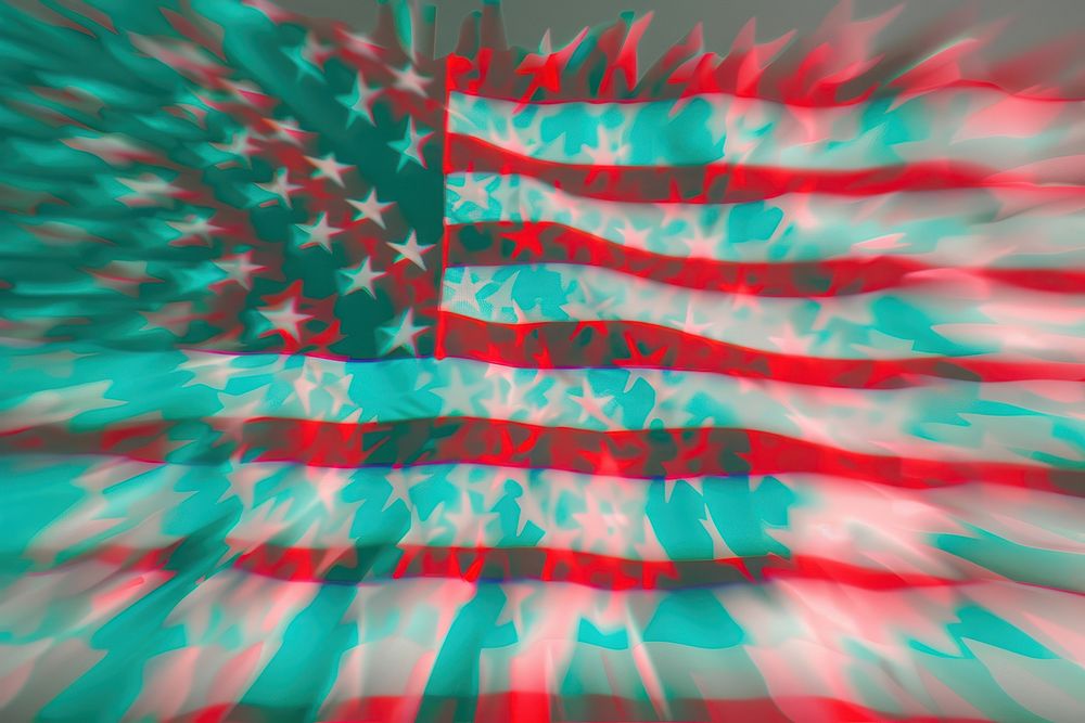 Anaglyph memorial day flag american flag person.