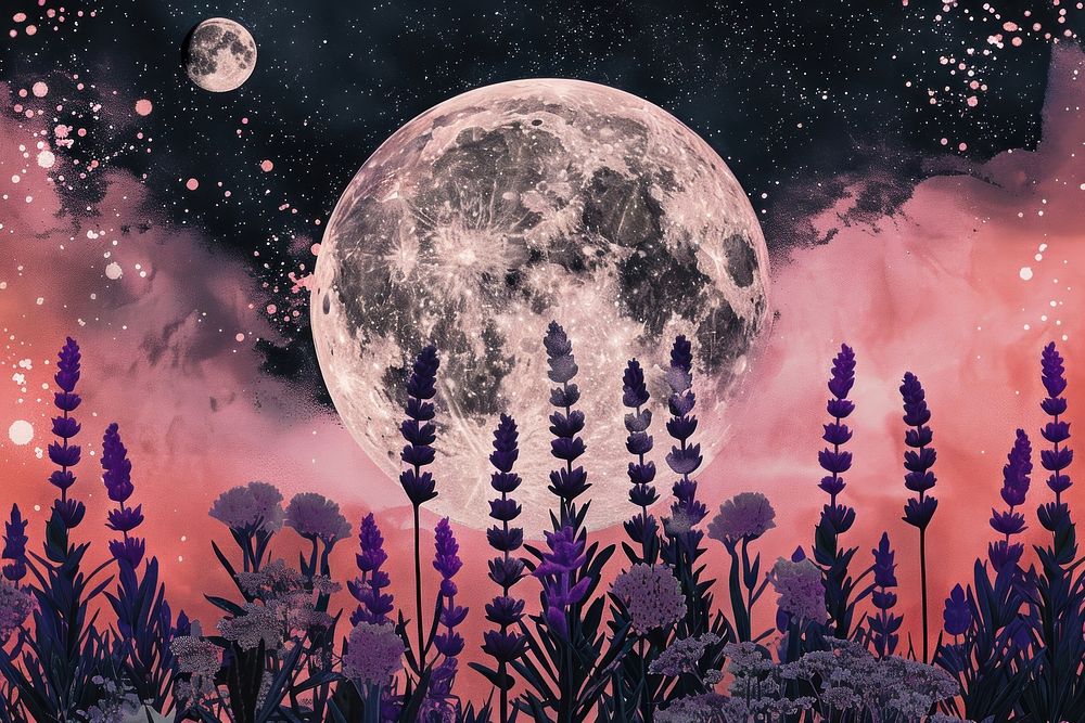 Cosmos lavender flower moon.