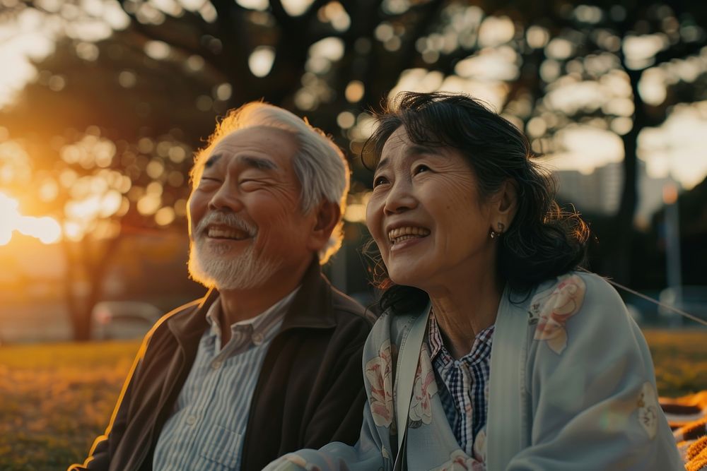 Senior asian couple happy photo photography.