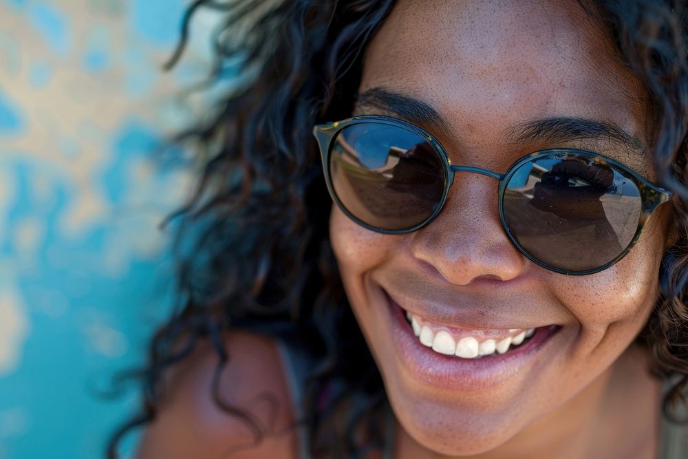 Happy face woman accessories sunglasses accessory.