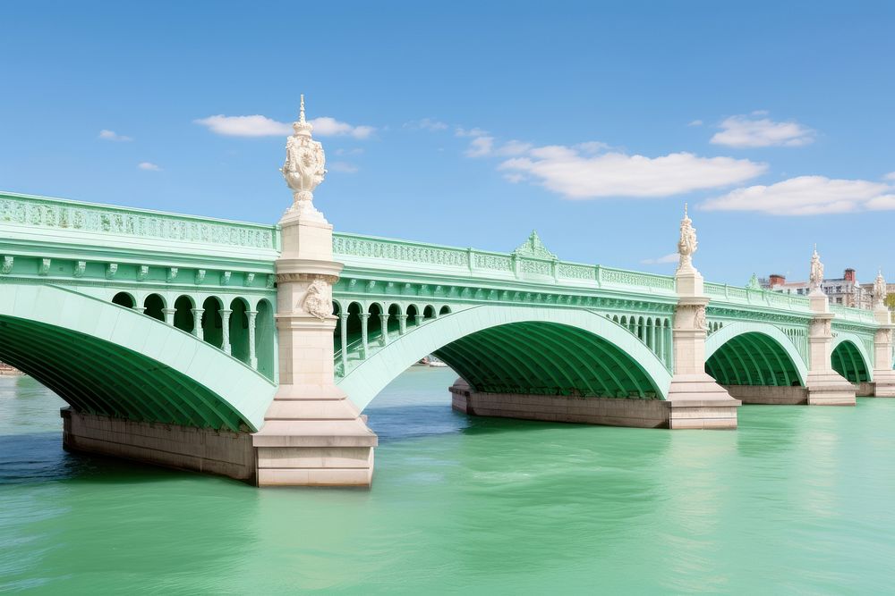 High contrast London bridge architecture landmark arched.