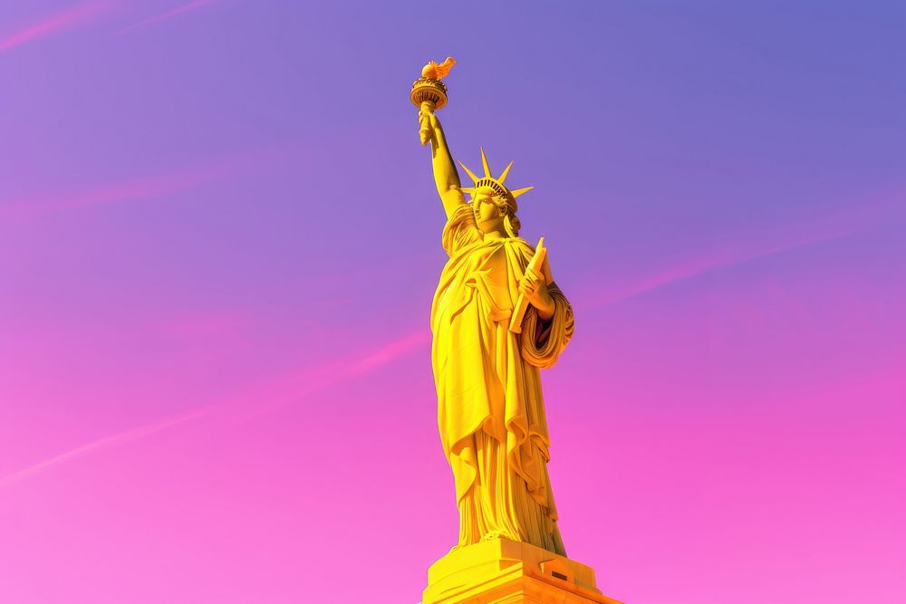 High contrast Statue of Liberty statue sculpture landmark.