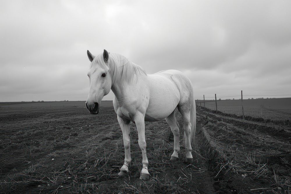 White horse outdoors stallion animal.