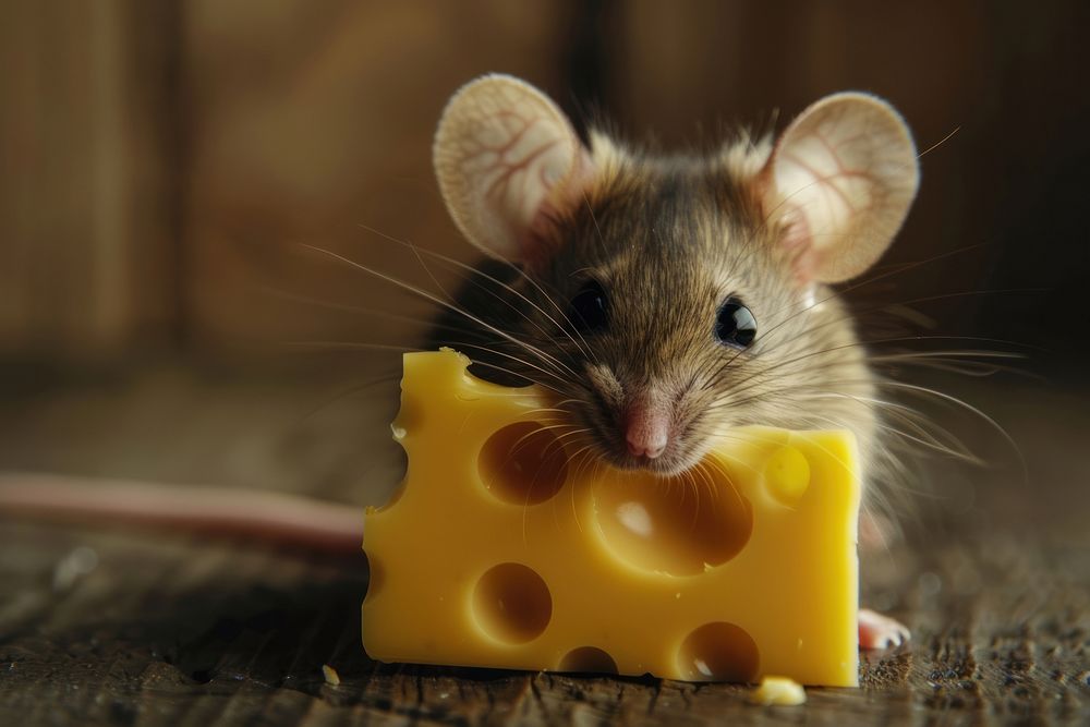 Mouse eat cheese animal mammal rodent.