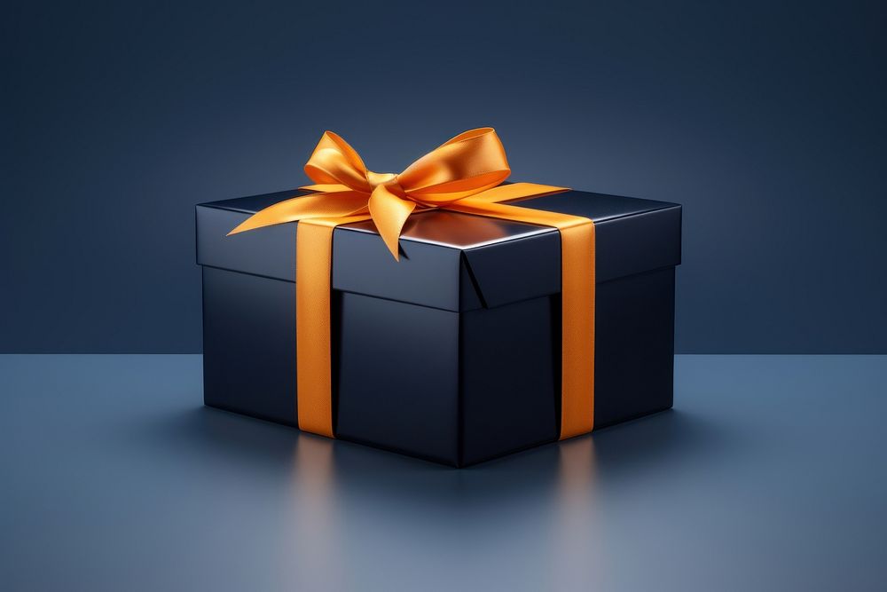 Blank gift box packaging mockup in orange letterbox mailbox.