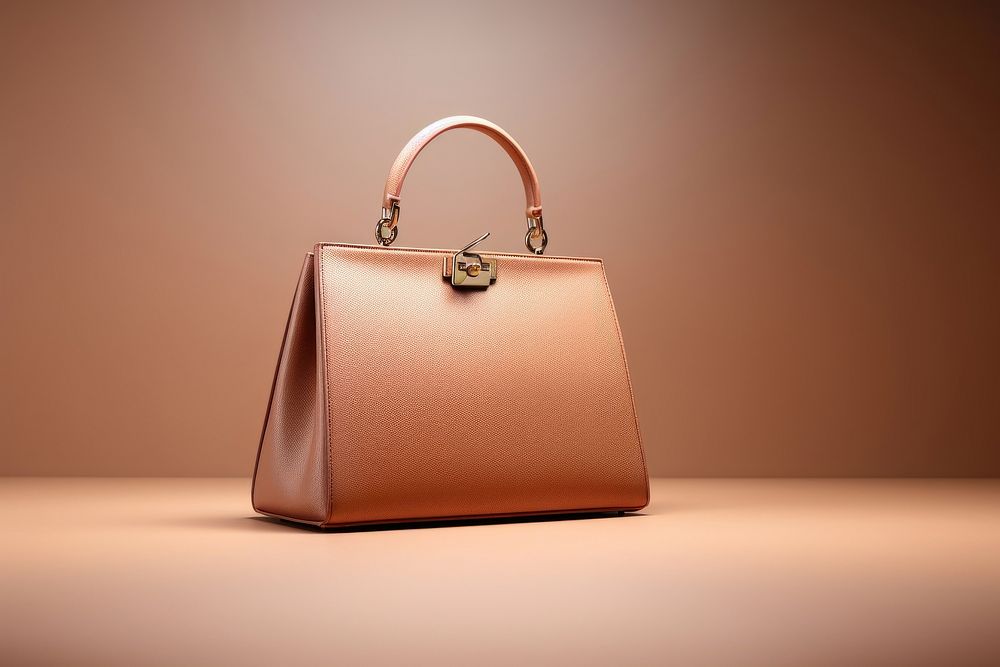 Blank leather bag mockup on a beige accessories accessory handbag.