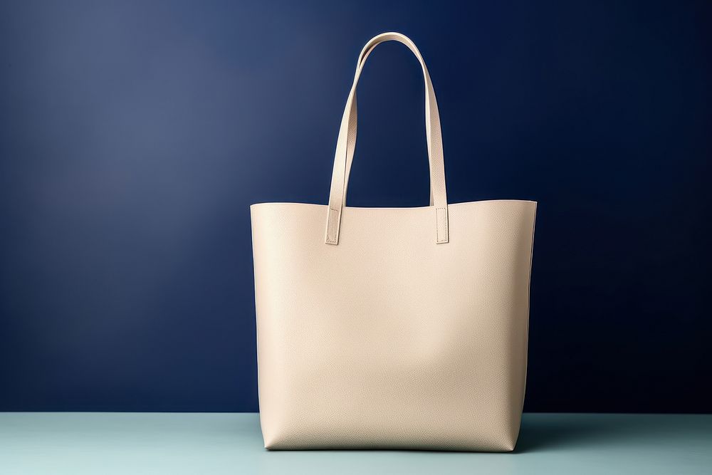 Blank leather tote mockup in beige accessories accessory handbag.