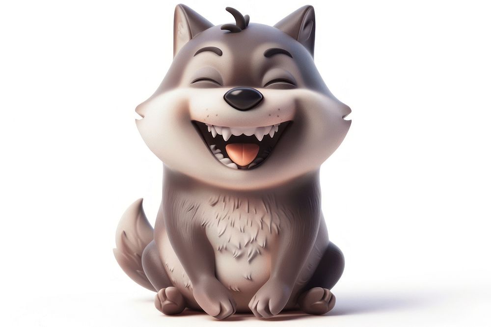 Wolf belly laughing figurine animal mammal.
