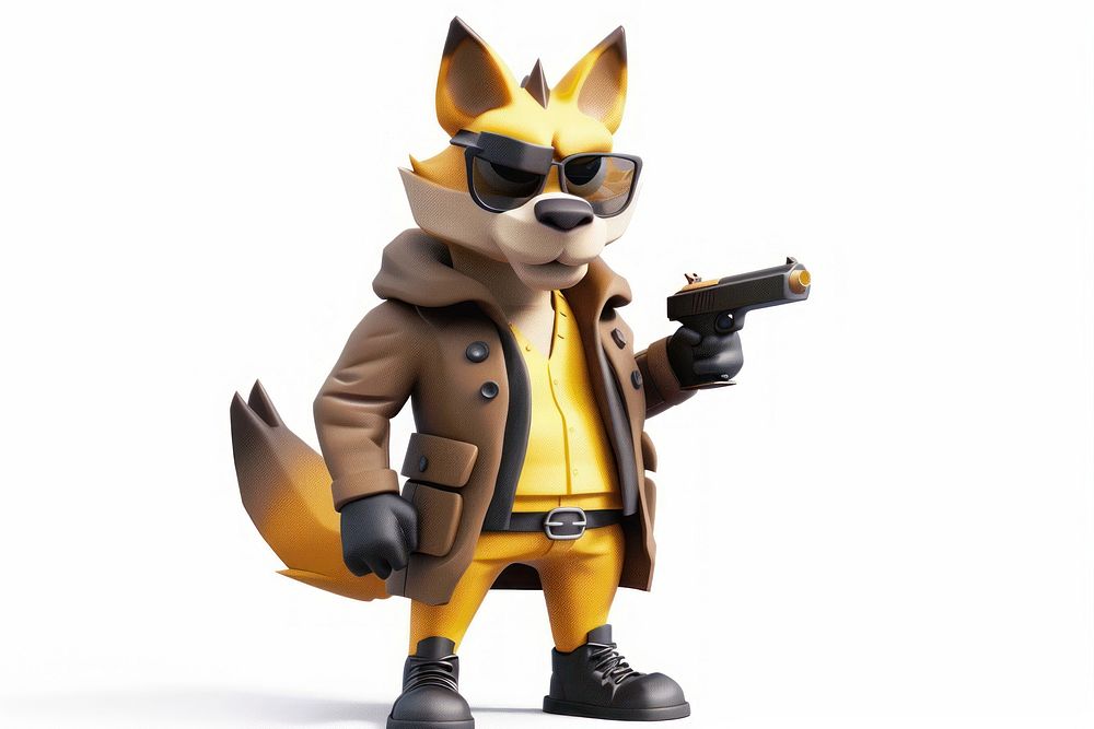 Wolf gangster clothing weaponry figurine.