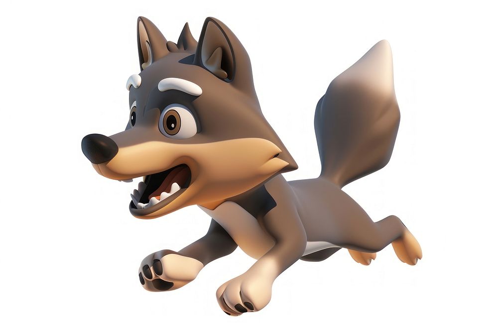 Jumping wolf figurine person animal.
