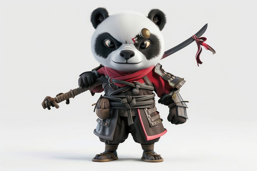 Panda warrior weaponry samurai person.