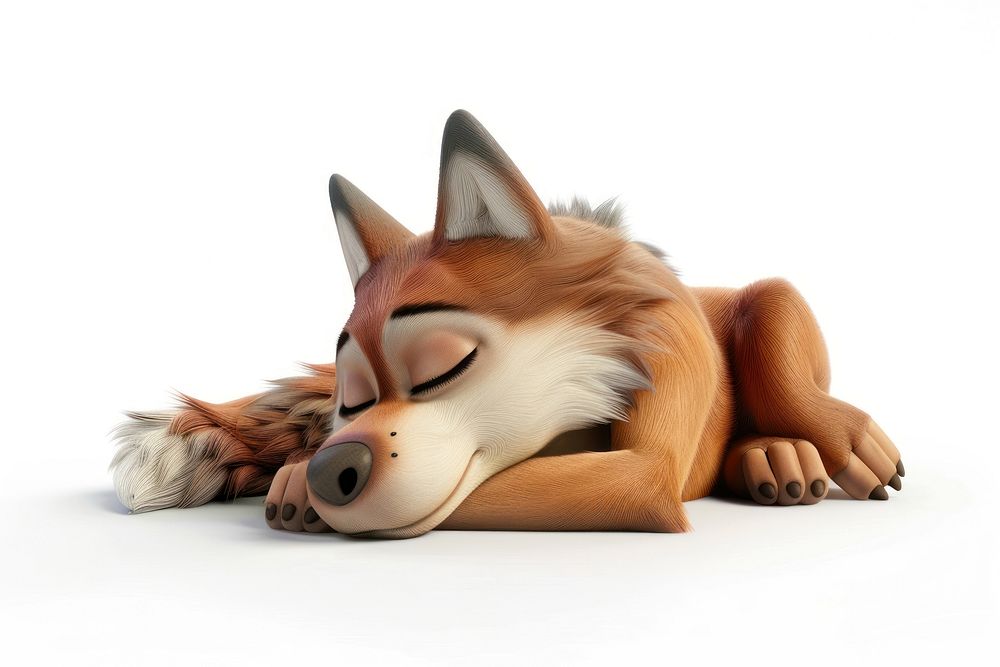 Sleeping wolf figurine wildlife animal.