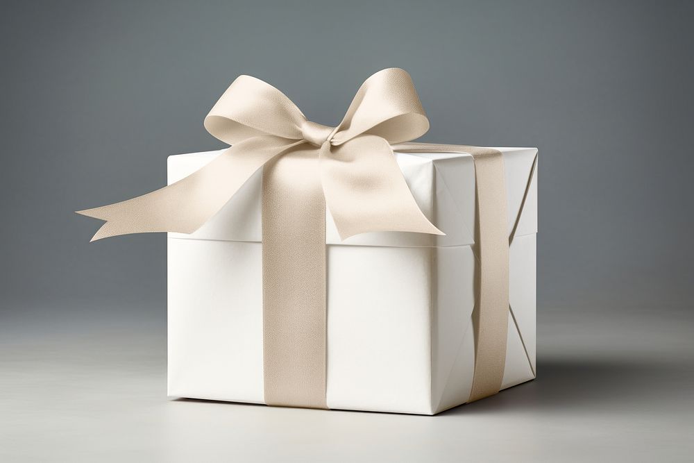 Gift box with gold ribbon mockup psd