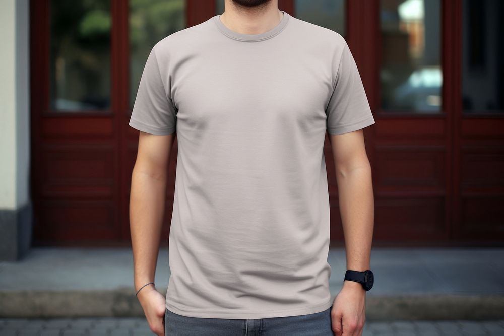 Men's gray t-shirt mockup psd