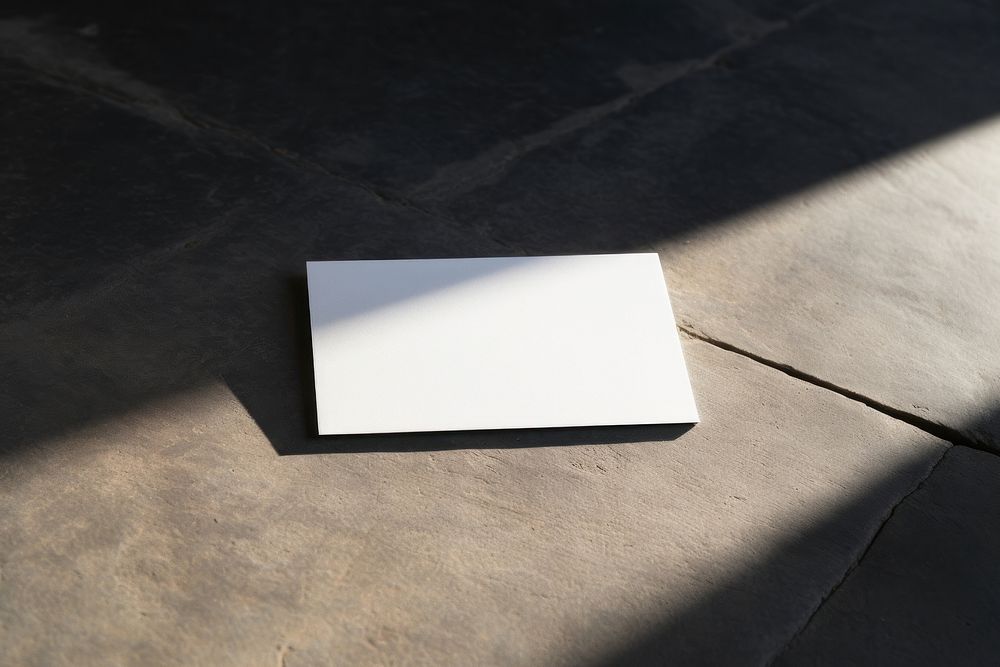Business card mockup paper floor table.