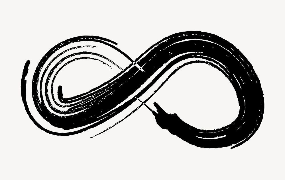 Black infinity, brush stroke texture illustration