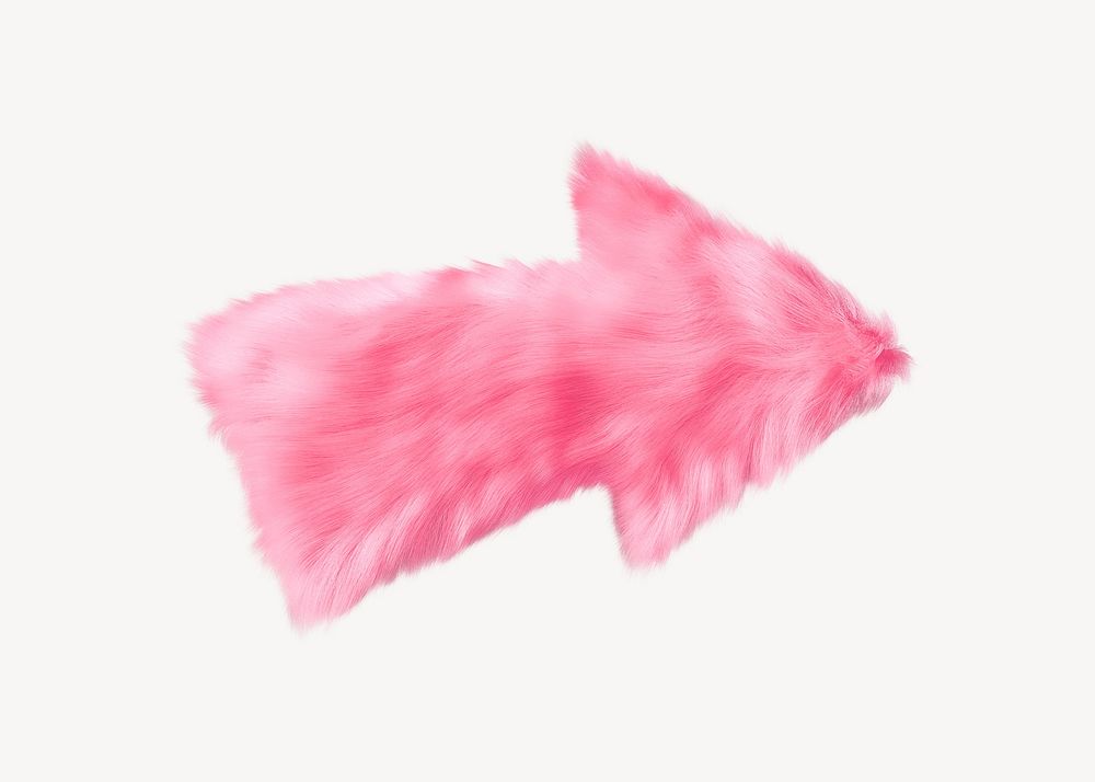 Pink arrow in fluffy 3D shape illustration