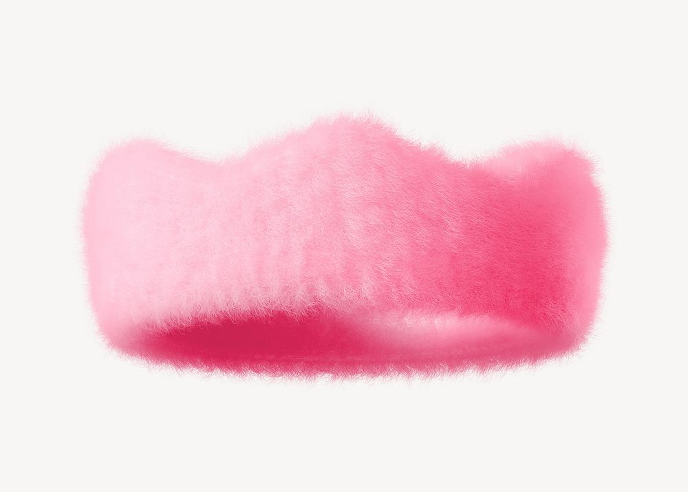 Pink crown in fluffy 3D shape illustration