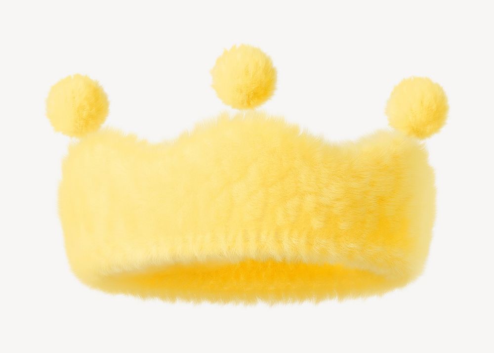 Yellow crown in fluffy 3D shape illustration