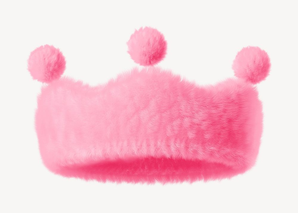 Pink crown in fluffy 3D shape illustration