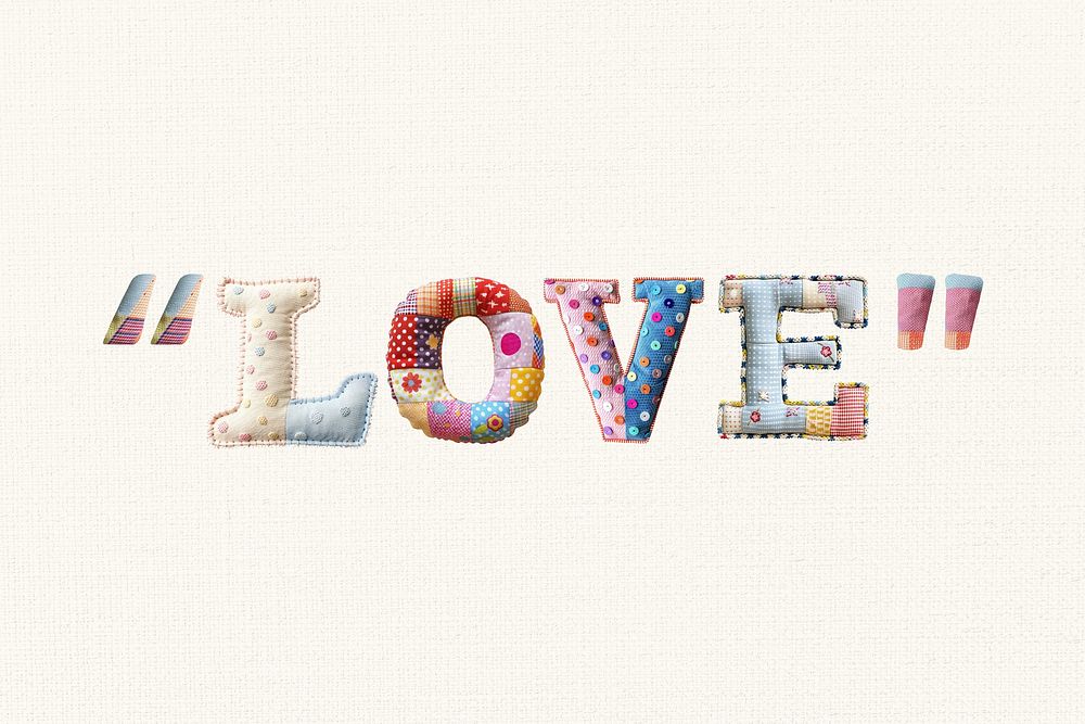 Love word in fabric stitch alphabets