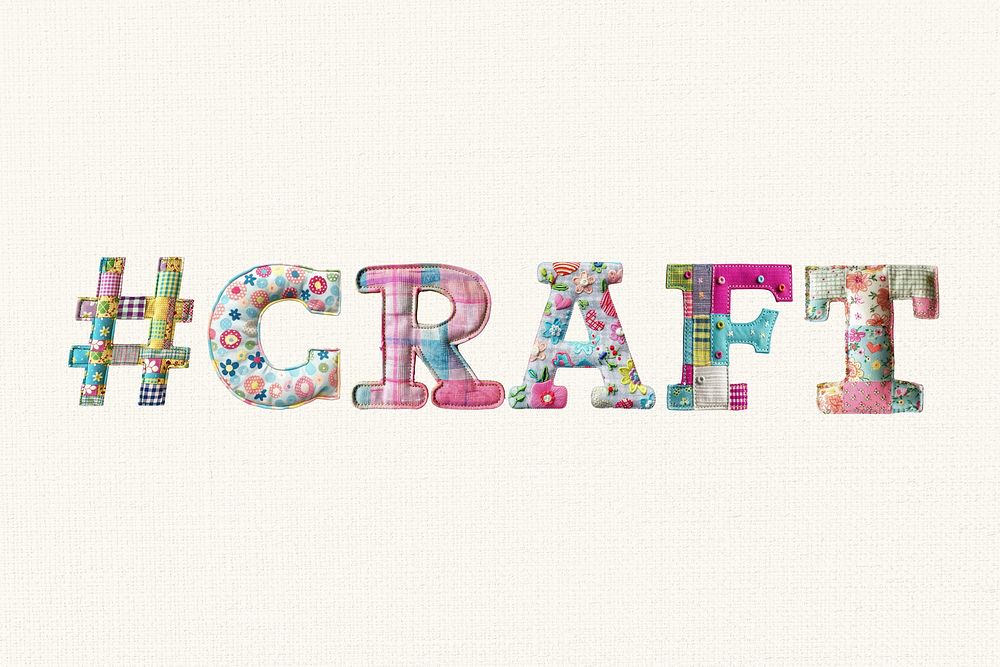 Craft word in fabric stitch alphabets