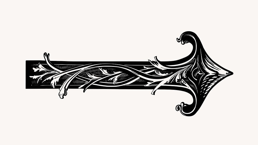 Black arrow medieval ornament illustration